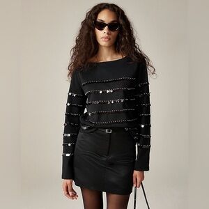 J. Crew Black Top with Sequin Detail